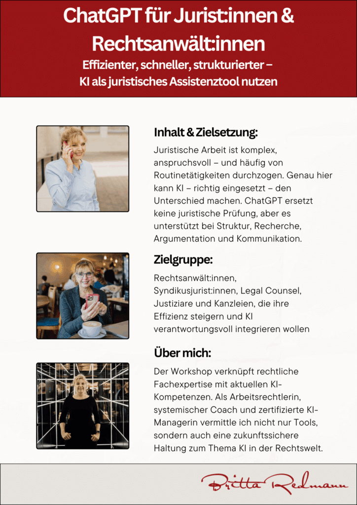 Workshop Britta Redmann Köln ChatGPT für Jurist_innen & Rechtsanwält_innen